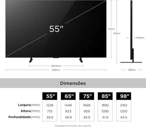 Smart TV TCL 55 Polegadas QD-Mini LED 4K A400M WiFi Bluetooth Google TV HDR10+ 144 Hz VRR 55A400M - Imagem 3