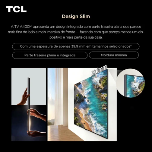 Smart TV TCL 55 Polegadas QD-Mini LED 4K A400M WiFi Bluetooth Google TV HDR10+ 144 Hz VRR 55A400M - Imagem 5