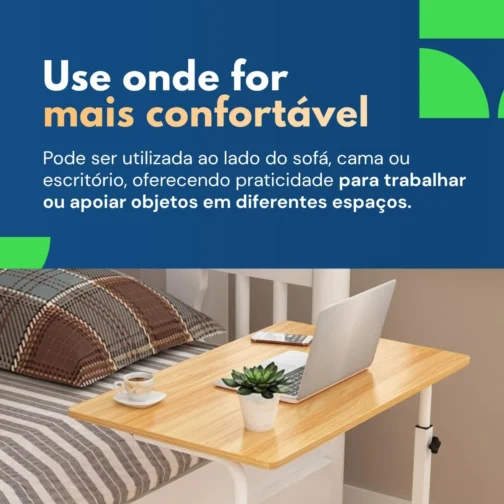 Mesa Ajustável Dobrável para Notebook com Rodinhas - Imagem 2