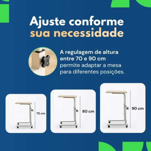 Mesa Ajustável Dobrável para Notebook com Rodinhas - Imagem 3