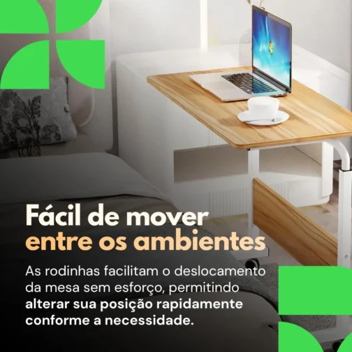 Mesa Ajustável Dobrável para Notebook com Rodinhas - Imagem 5