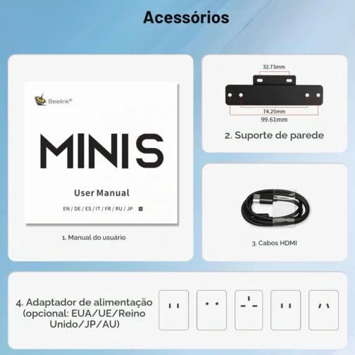 Beelink Mini PC Mini S13, 13º Intel Twin Lake-N150 (até 3,6 GHz, N100 atualizado), SSD M.2 DDR4 de 16 GB de 500 GB, suporte para mini computador desktop 4K Dual Display/USB 3.2/WiFi 6/BT 5.2 para HTPC - Imagem 9