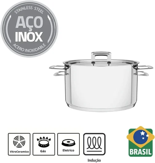 Jogo de Panelas Fundo Triplo com Tampa Plana 5 Peças, Tramontina, 65400010, Inox - Imagem 2