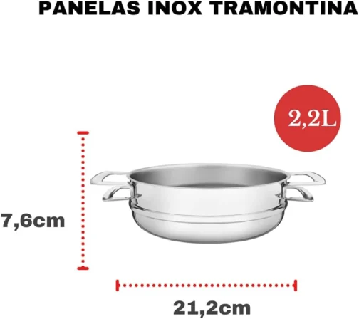 Jogo de Panelas Fundo Triplo com Tampa Plana 5 Peças, Tramontina, 65400010, Inox - Imagem 7