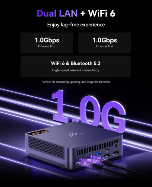 KAMRUI Mini PC AM21, AMD Ryzen 7 8745HS (8C/16T, até 4,9GHz), 32GB DDR5 5600MHz RAM, 1TB M.2 2280 PCIe 4.0 SSD, mini computador desktop com Radeon 780M, USB4, Quad Display, LAN dupla, HDMI, WiFi 6 - Imagem 7