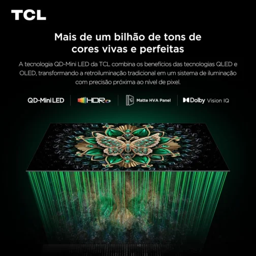 Smart TV TCL 65 Polegadas QD-Mini LED 4K C6K WiFi Bluetooth Google TV 4 HDMI 144Hz HDR10+ 65C6K - Imagem 5